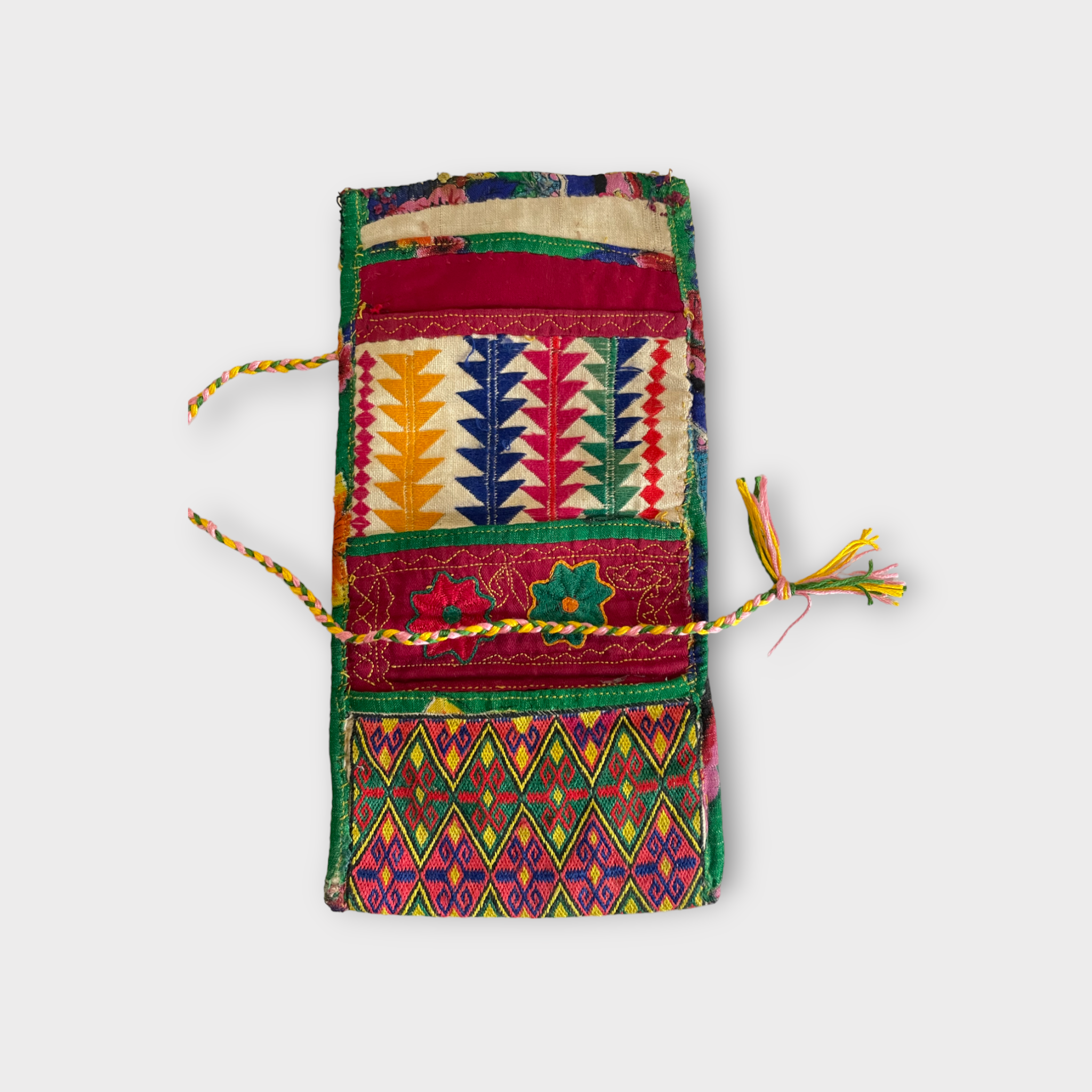 Vintage Hazara Tribe Silk Wallet from the 1940s, Ghazni, Afghanistan