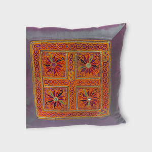 Exclusive silk pillow cover with vintage Pashtun panel