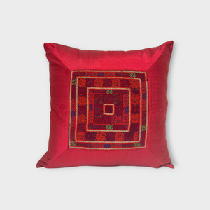 Exclusive silk pillow cover with vintage Pashtun panel