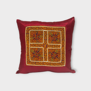 Exclusive silk pillow cover with vintage Pashtun panel