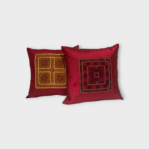 Exclusive silk pillow cover with vintage Pashtun panel