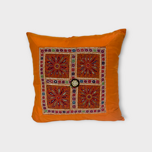 Exclusive silk pillow cover with vintage Pashtun panel