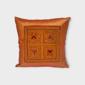 Exclusive silk pillow cover with vintage Pashtun panel