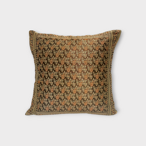 Handmade Silk Pillow Cover from Exclusive Sari Fabric, brown flower