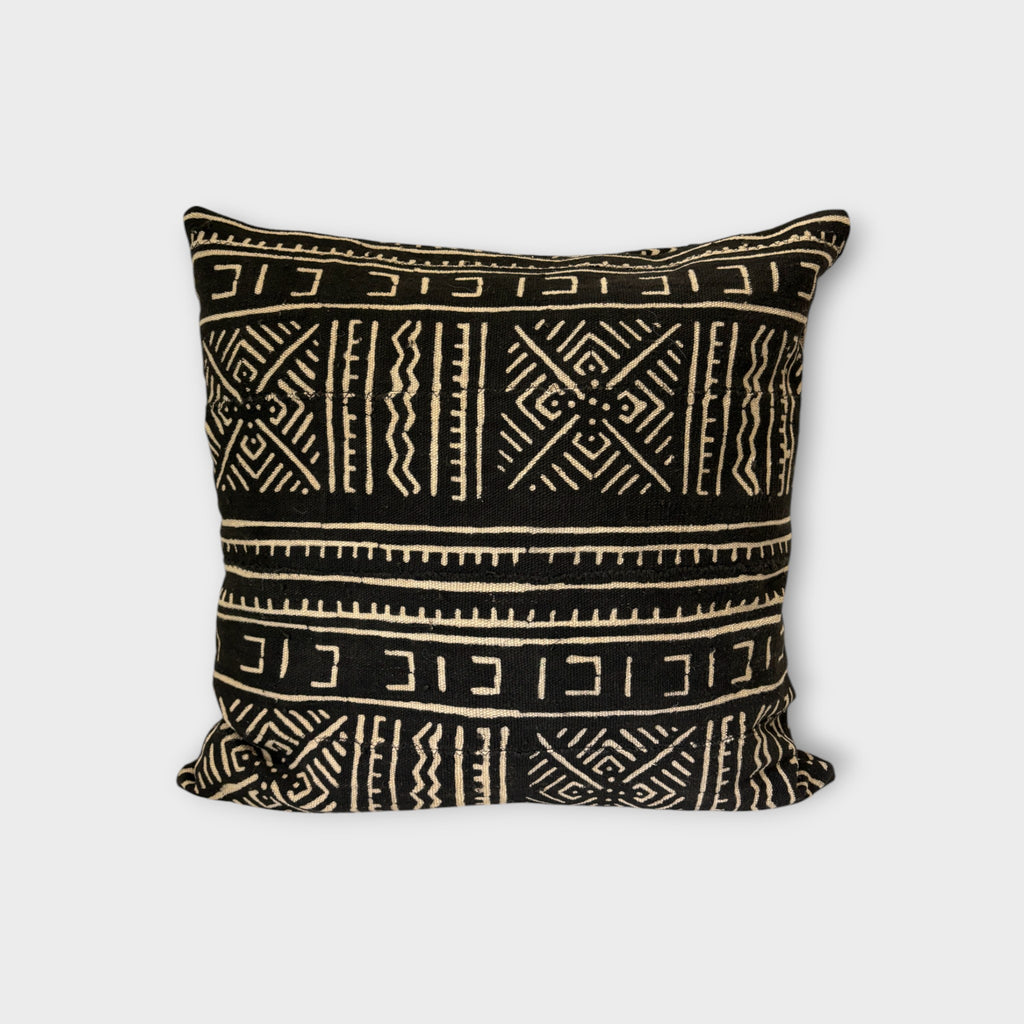 Black and creme mudcloth pillow cover, West Afrika