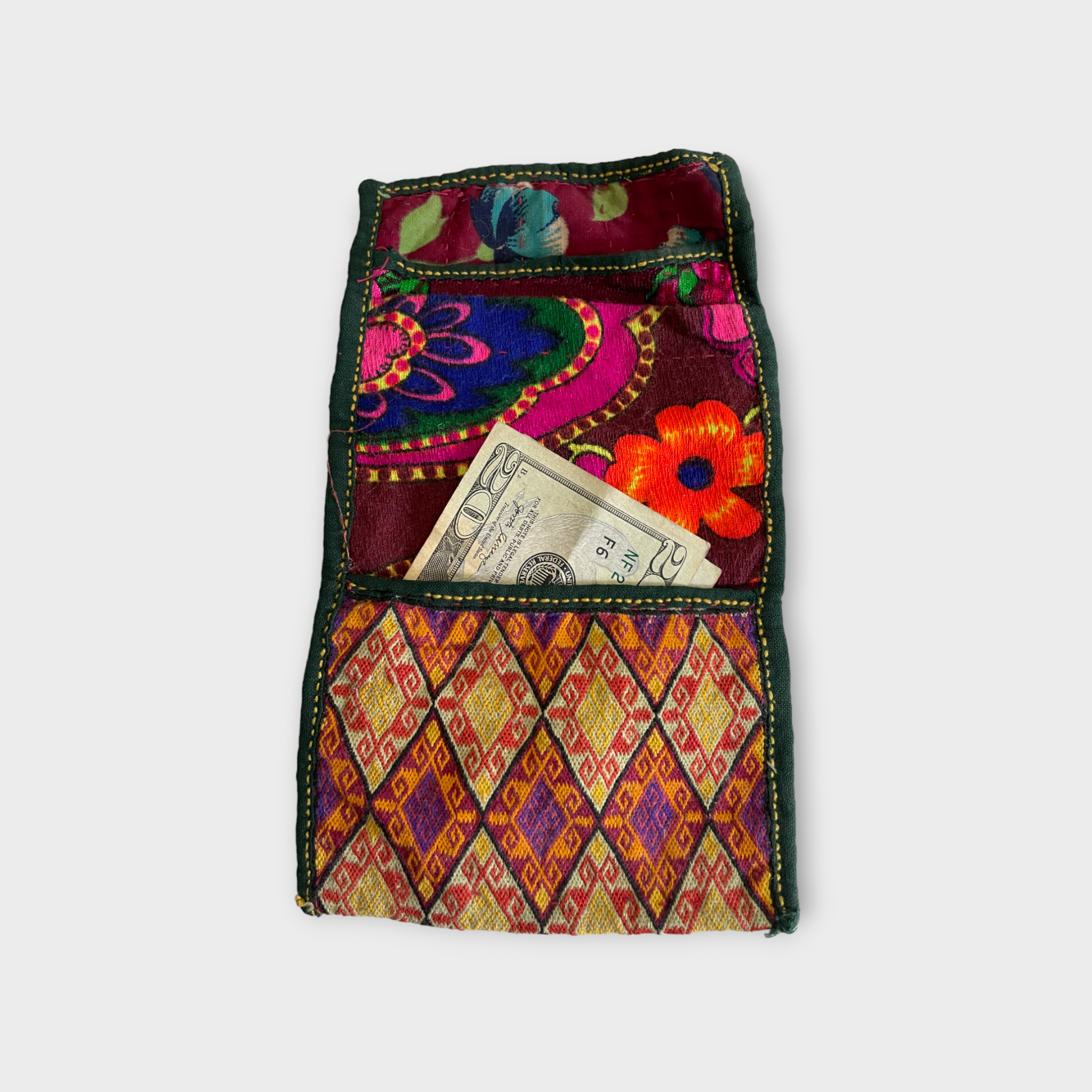 Vintage Hazara Tribe Silk Wallet from the 1940s, Ghazni, Afghanistan