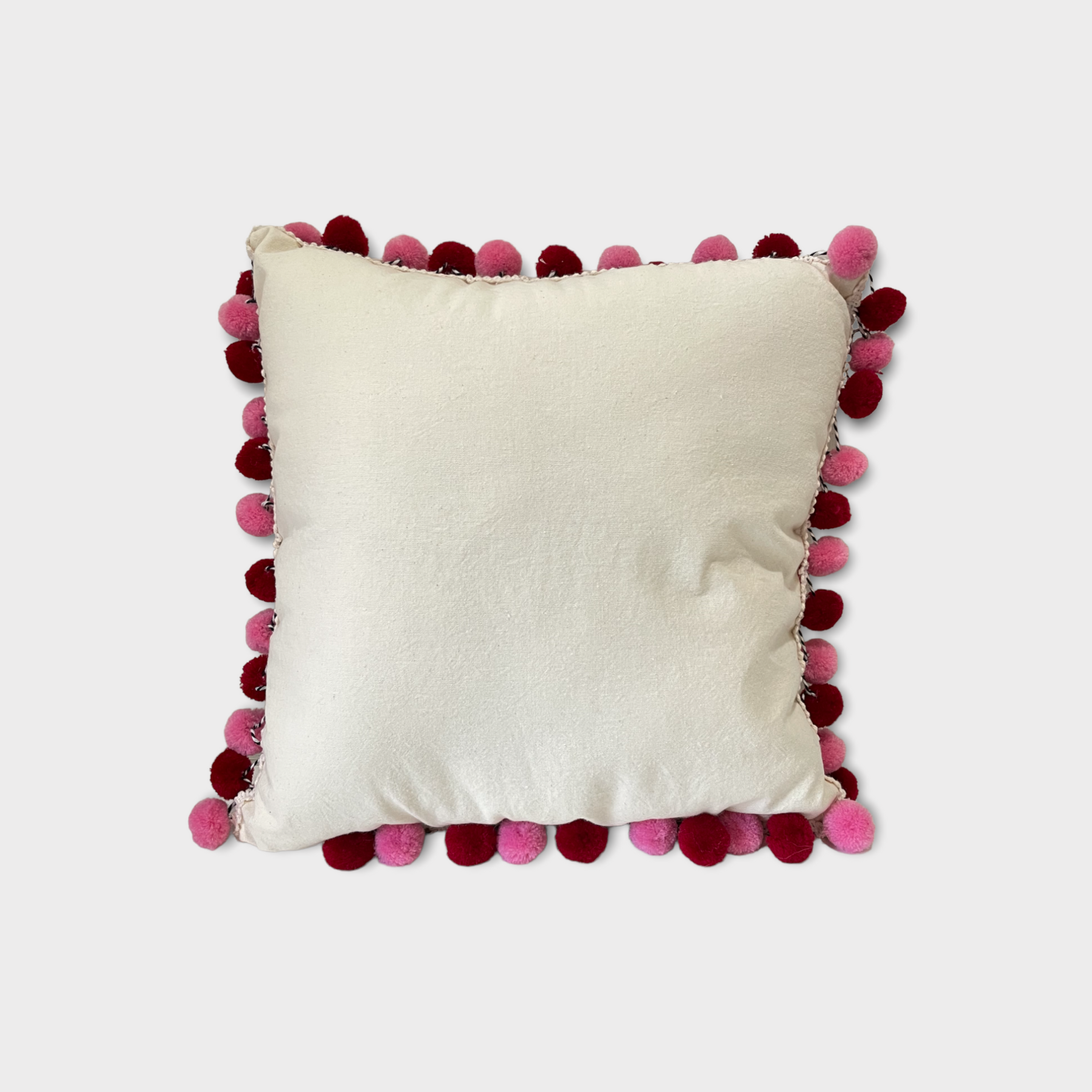 Otomi square throw pillow, pink pompom